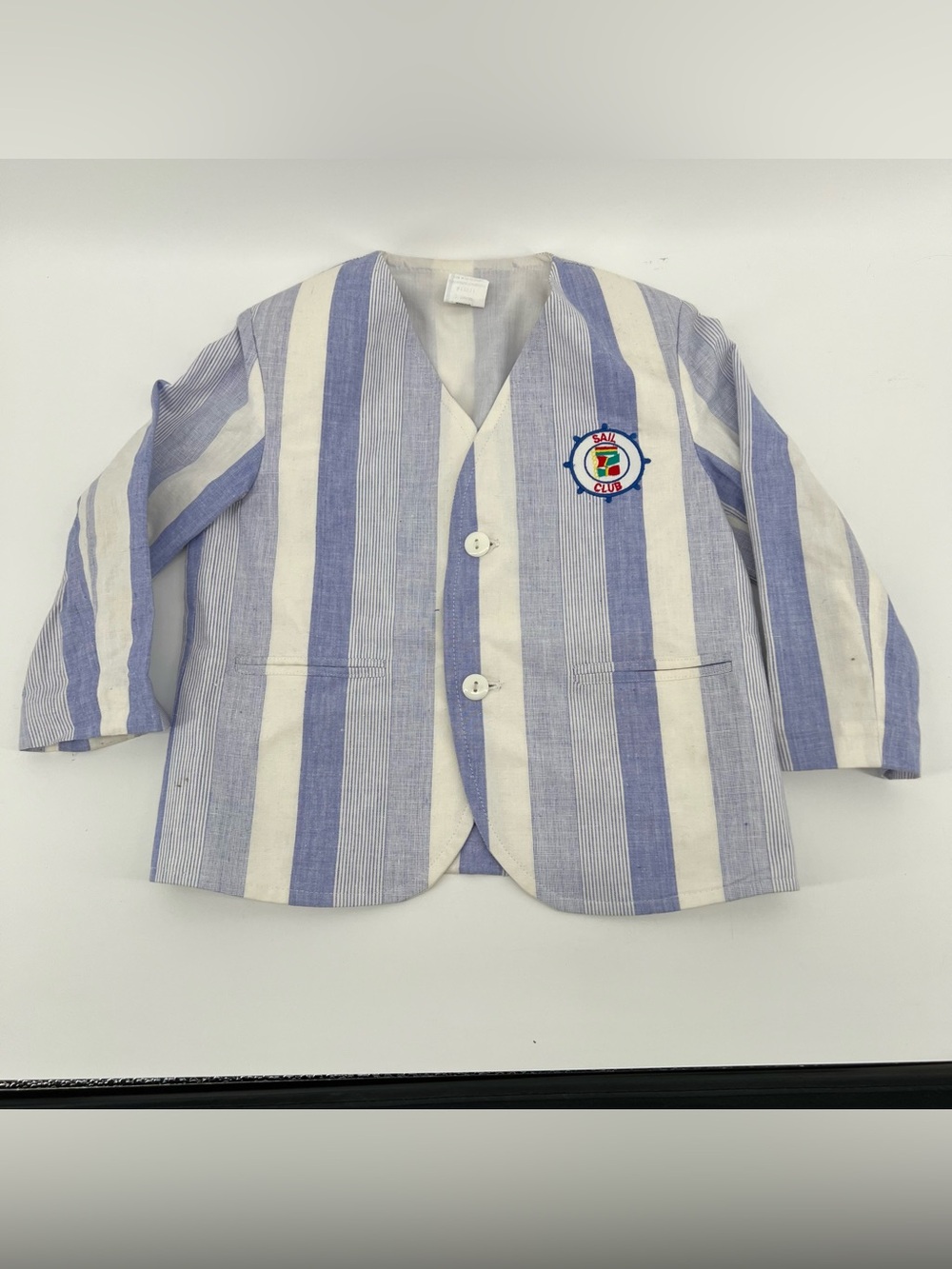 1990’s Vintage 3T Toddler Striped Blazer Sail Club Blue White Rare Preppy